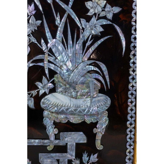 Image 1 of Set of 4 vintage decorative lacquer panels, France 1950