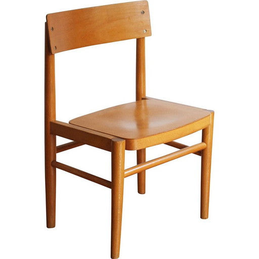 Vintage children's chair in beech for Ton Furniture, 1970s
