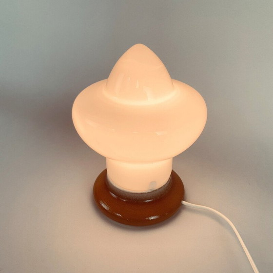 Image 1 of Vintage opal glass and ceramic table lamp by Ivan Jakes for Osvětlovací Sklo, Czechoslovakia 1960