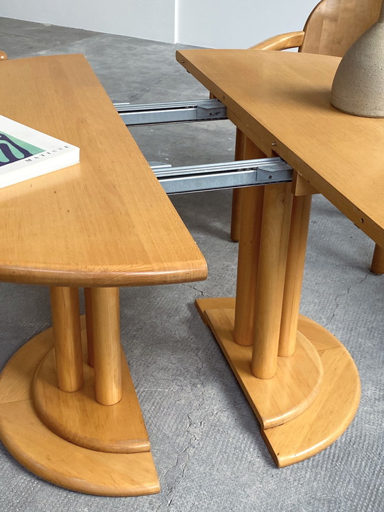 Image 1 of 5x Rainer Daumiller solid alder wood dining chairs & dining table Team 7 extendable round 120cm