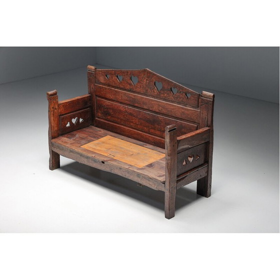 Image 1 of Vintage carved bench with storing space