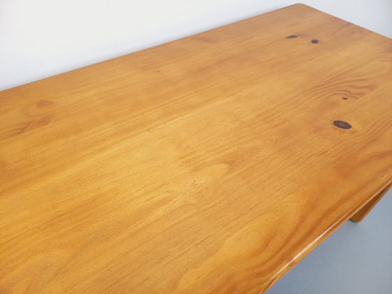 Image 1 of Vintage 60's 70's Pine Sleigh Leg Executive Desk