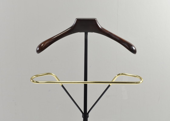 Image 1 of Fratelli Reguitti folding valet stand in metal, beech and brass, Italy – circa 1950