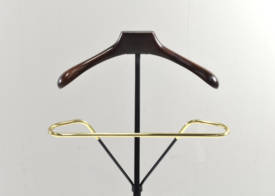 Image 1 of Fratelli Reguitti folding valet stand in metal, beech and brass, Italy – circa 1950