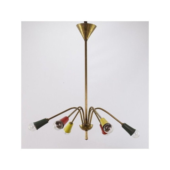 Image 1 of Lampadario vintage in ottone a 6 bracci, 1950