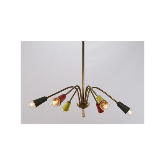 Image 1 of Lampadario vintage in ottone a 6 bracci, 1950