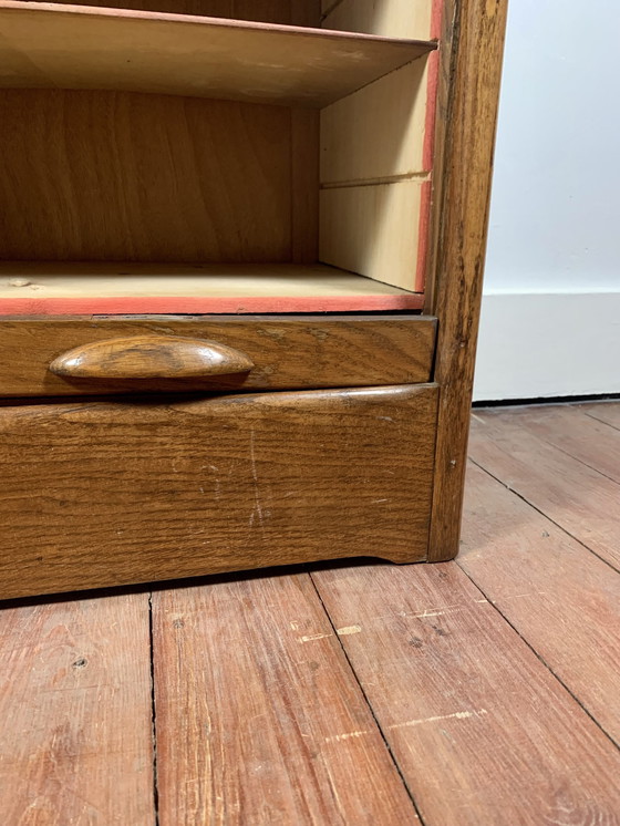 Image 1 of Old Double Filing Cabinet With Shutter Door, Oak, Early 20Th Century