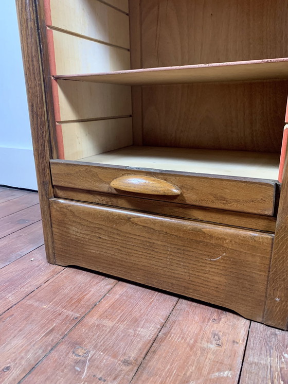 Image 1 of Old Double Filing Cabinet With Shutter Door, Oak, Early 20Th Century