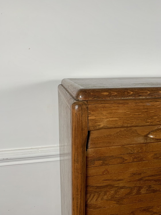 Image 1 of Old Double Filing Cabinet With Shutter Door, Oak, Early 20Th Century