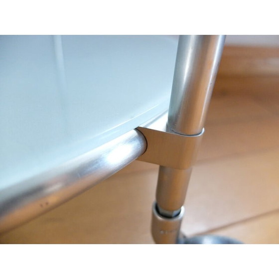 Image 1 of Vintage stainless steel and glass pedestal table, 1970