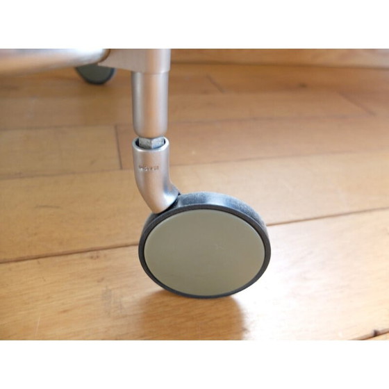 Image 1 of Vintage stainless steel and glass pedestal table, 1970