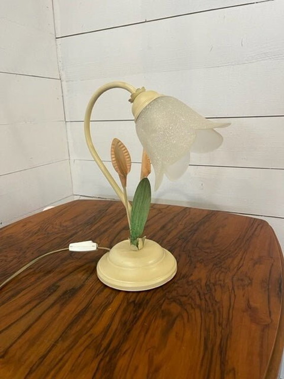 Image 1 of Lampe de bureau vintage à fleurs