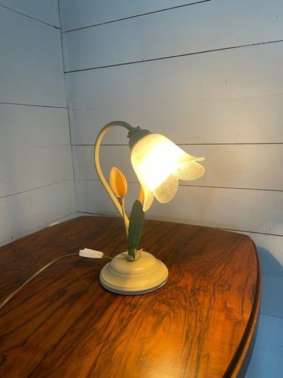 Image 1 of Lampe de bureau vintage à fleurs