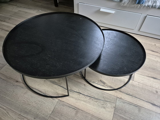 Image 1 of 2x Ethnicraft Round Tray Coffee Tables