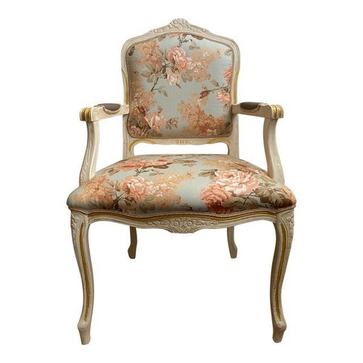 Contemporary Ivory And Pink Floral Chair