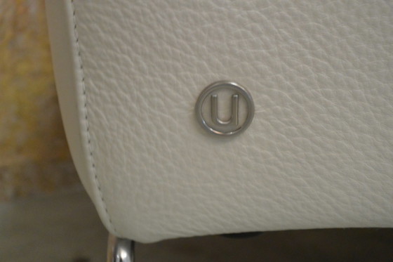 Image 1 of Off-white leather Italian designer armchair by Natuzzi