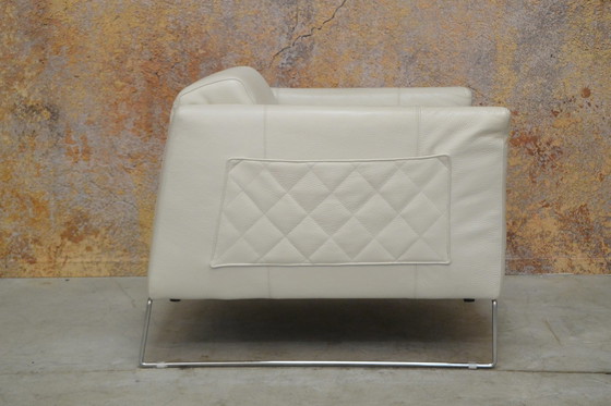 Image 1 of Off-white leather Italian designer armchair by Natuzzi