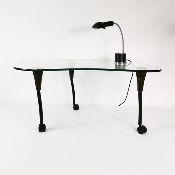 Image 1 of Vintage kidney-shaped coffee table in wood and metal, Germany 1980
