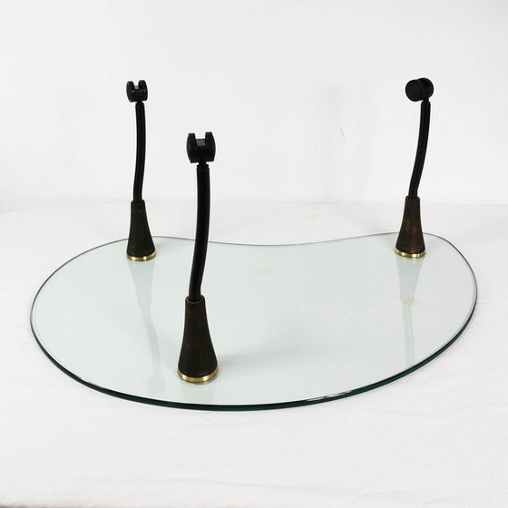 Image 1 of Vintage kidney-shaped coffee table in wood and metal, Germany 1980