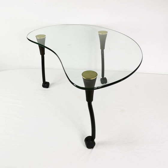 Image 1 of Vintage kidney-shaped coffee table in wood and metal, Germany 1980