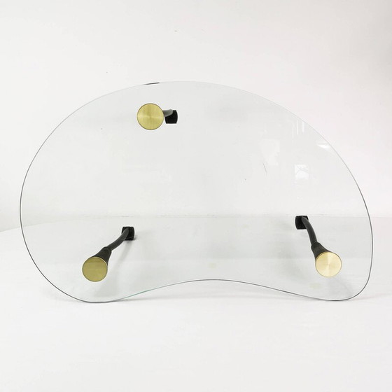 Image 1 of Vintage kidney-shaped coffee table in wood and metal, Germany 1980