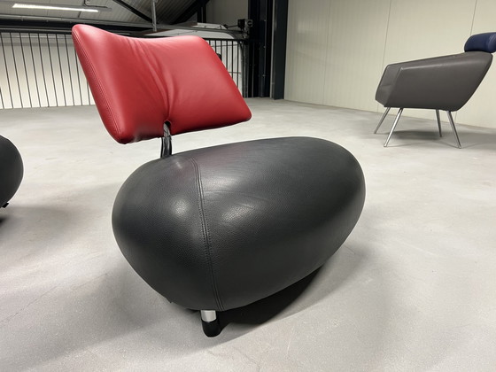 Image 1 of Fauteuil Leolux Pallone cuir rouge noir