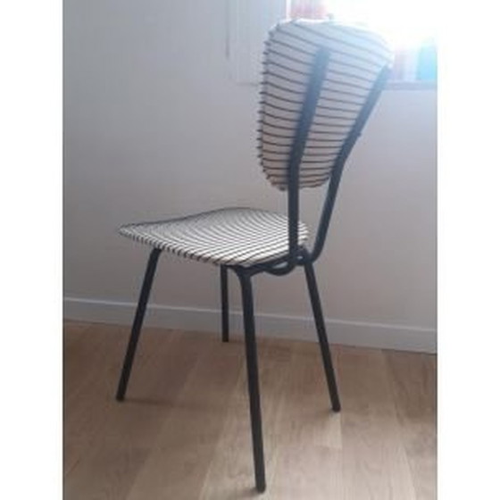 Image 1 of Sedia vintage in metallo con motivi a righe, anni '50