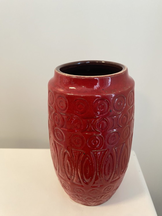 Image 1 of Scheurich keramik Allemagne de l'Ouest vase rouge