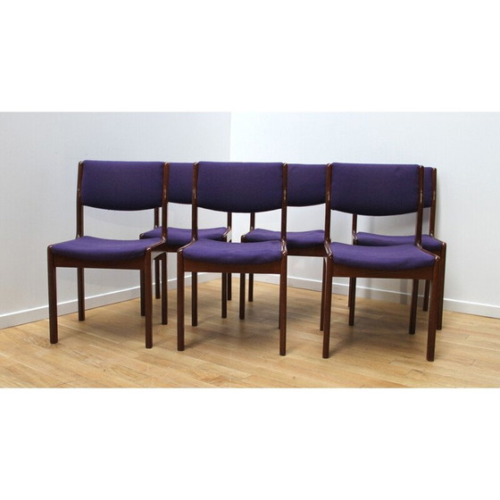Image 1 of Set of 6 vintage dining chairs in purple wool