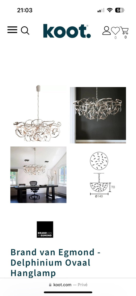 Image 1 of Dutch Design Pendant Lamp Chandelier 140 Cm X 70 Cm