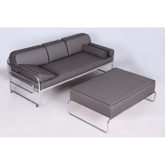 Image 1 of Vintage Bauhaus ottoman, Czech 1930s