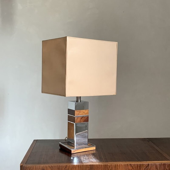 Image 1 of Vintage table lamp in chrome and wood