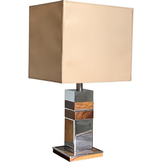 Image 1 of Vintage table lamp in chrome and wood