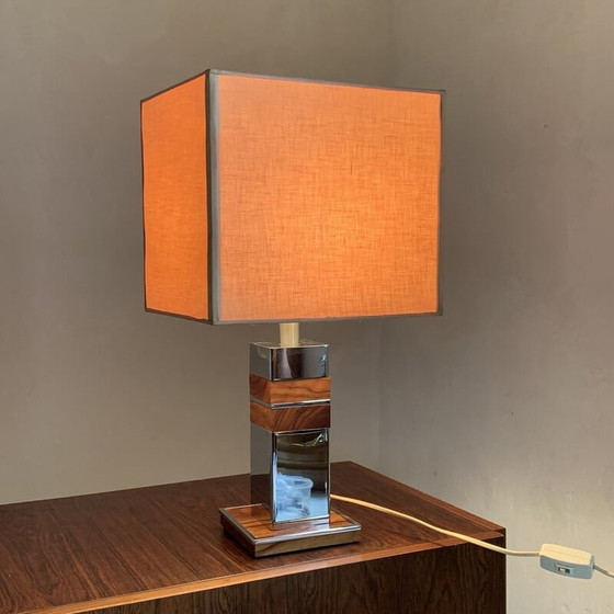 Image 1 of Vintage table lamp in chrome and wood