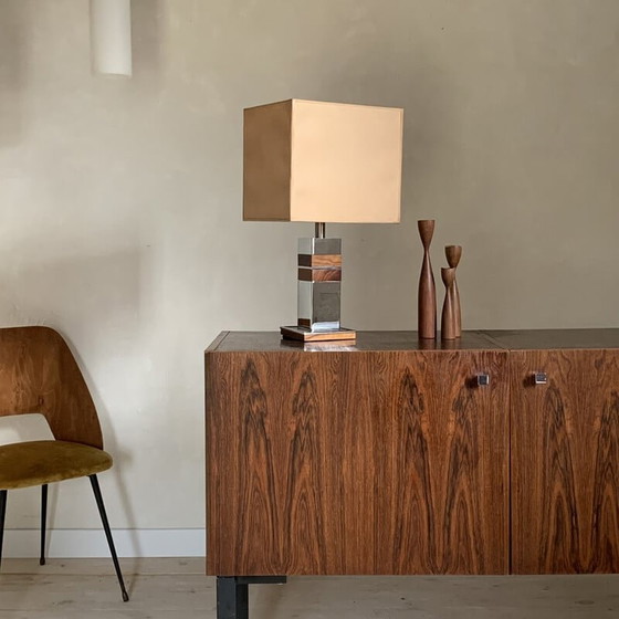 Image 1 of Vintage table lamp in chrome and wood