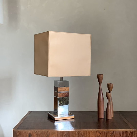 Image 1 of Vintage table lamp in chrome and wood