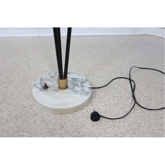 Image 1 of Vintage "alberello" floor lamp in metal, brass, opaline glass and marble for Stilnovo, Italy 1950s