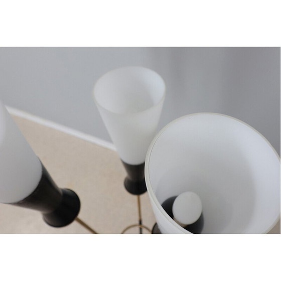 Image 1 of Vintage "alberello" floor lamp in metal, brass, opaline glass and marble for Stilnovo, Italy 1950s
