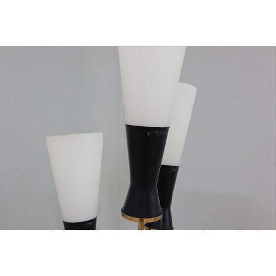 Image 1 of Vintage "alberello" floor lamp in metal, brass, opaline glass and marble for Stilnovo, Italy 1950s