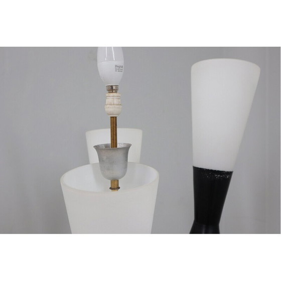 Image 1 of Vintage "alberello" floor lamp in metal, brass, opaline glass and marble for Stilnovo, Italy 1950s