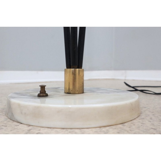 Image 1 of Vintage "alberello" floor lamp in metal, brass, opaline glass and marble for Stilnovo, Italy 1950s