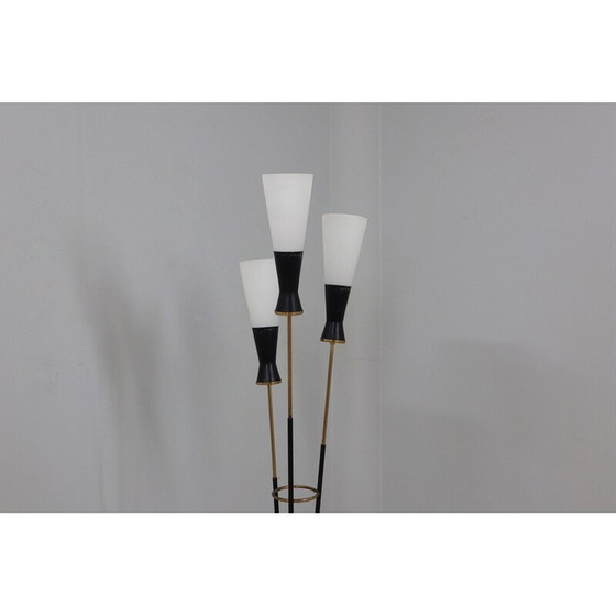 Image 1 of Vintage "alberello" floor lamp in metal, brass, opaline glass and marble for Stilnovo, Italy 1950s