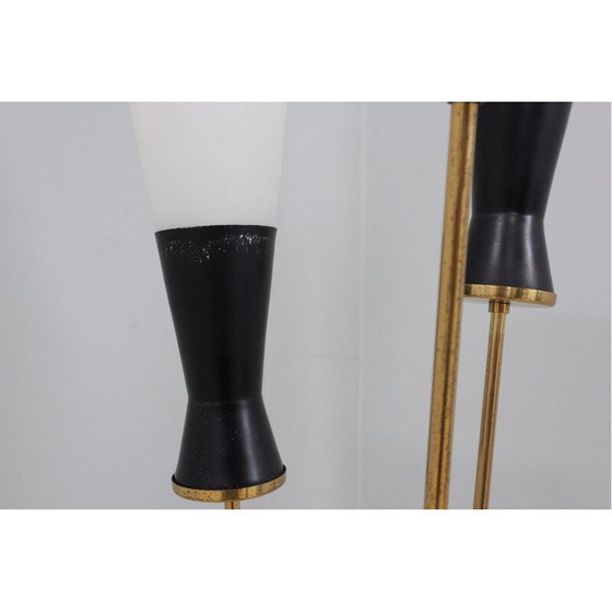 Image 1 of Vintage "alberello" floor lamp in metal, brass, opaline glass and marble for Stilnovo, Italy 1950s