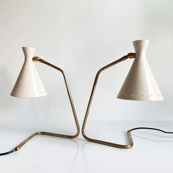 Image 1 of Pair De Lampes Cocottes Design Années 50 Blanches