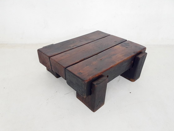 Image 1 of Mid-Century Brutalist Solid Wooden Coffee Table, The Netherlands 1970'S