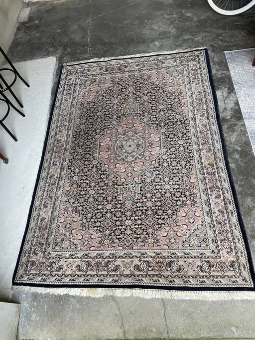 Persian Bidjar Carpet Hand Knotted In Pink And Blue