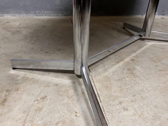 Image 1 of Tavolo da pranzo vintage ovale in rovere massello cromato