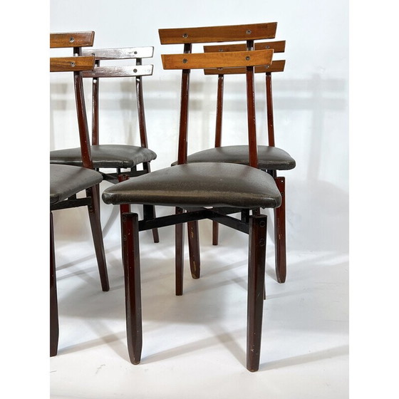 Image 1 of Set di 6 sedie in legno italiane di metà secolo, anni '50