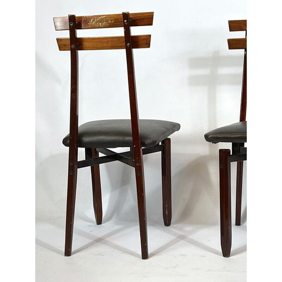 Image 1 of Set di 6 sedie in legno italiane di metà secolo, anni '50