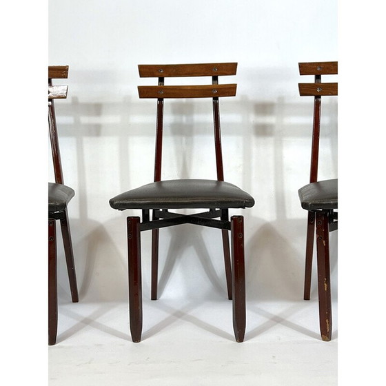 Image 1 of Set di 6 sedie in legno italiane di metà secolo, anni '50